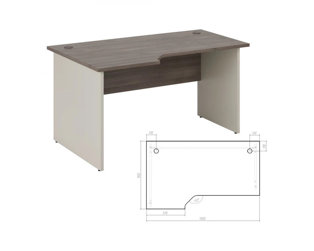 Стол эргономичный левый 150 New Line Дуб Шамони темный