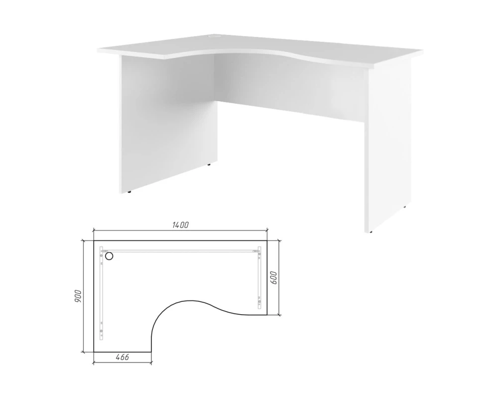 Стол эргономичный левый 140 Тренд / Trend Белый