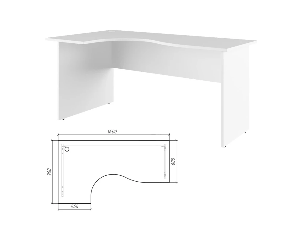 Стол эргономичный левый 160 Тренд / Trend Белый