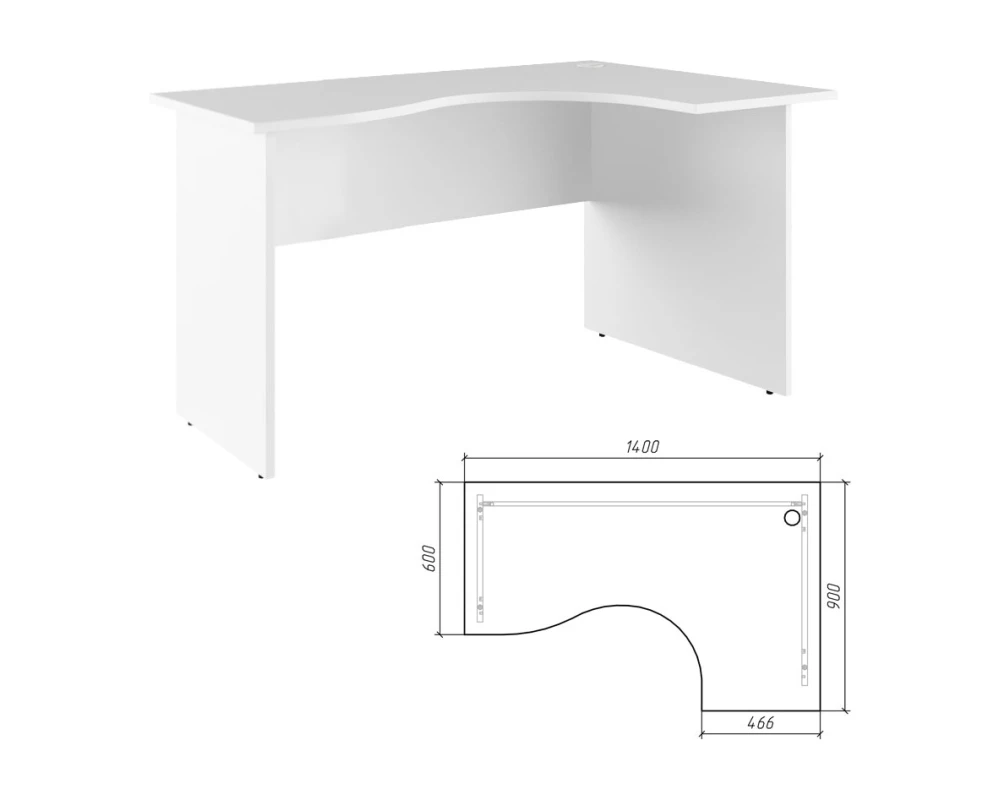 Стол эргономичный правый 140 Тренд / Trend Белый