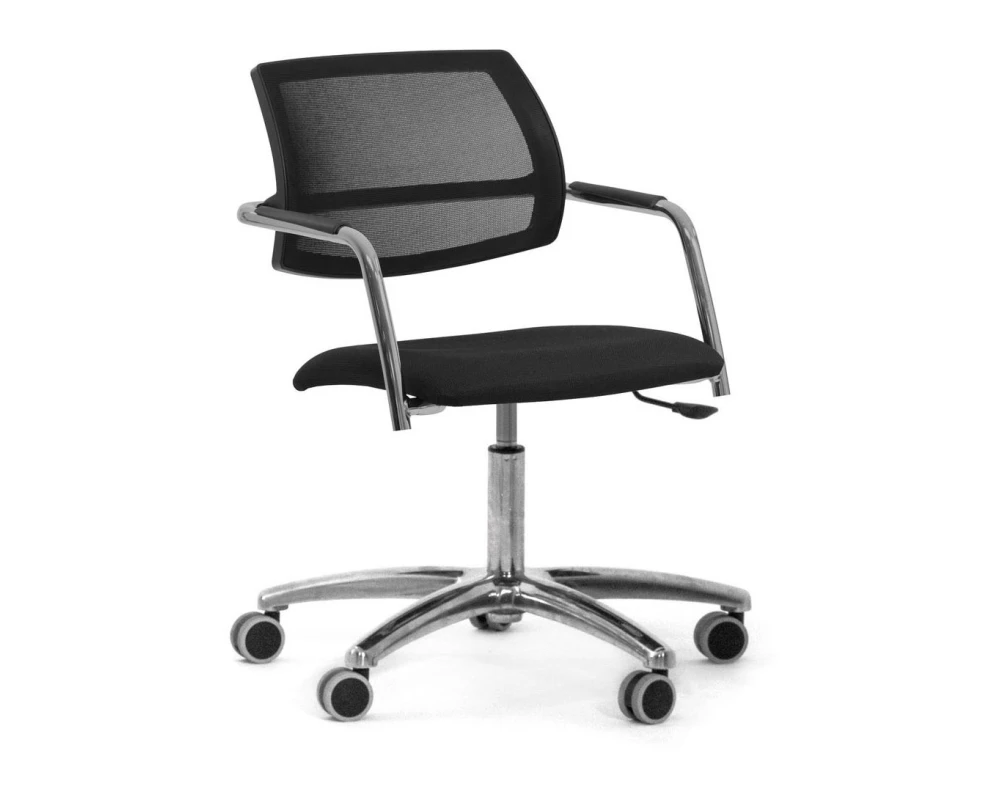 Кресло Urban Mesh на крестовине Сетка/Кожа, Черный