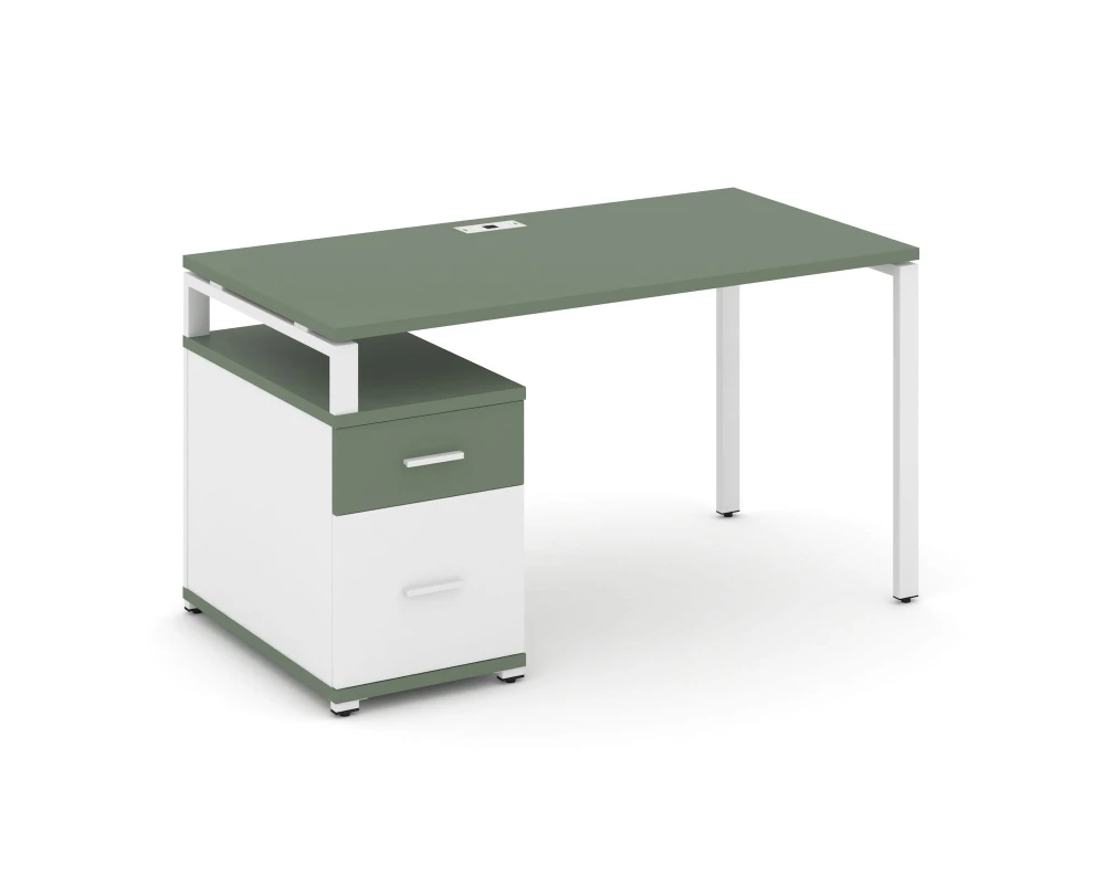 Стол письменный с 1 опорной тумбой CN.SP-307 W 1380/1746x720x750 Концепт / Concept