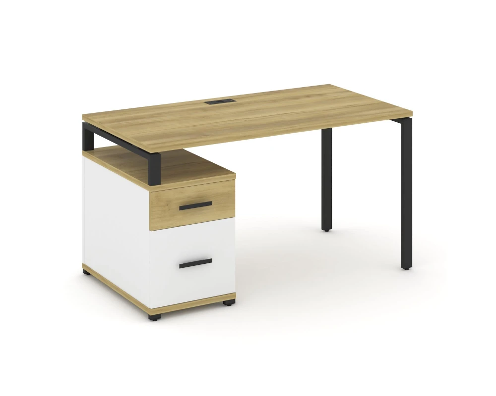 Стол письменный с 1 опорной тумбой CN.SP-307 W 1380/1746x720x750 Концепт / Concept