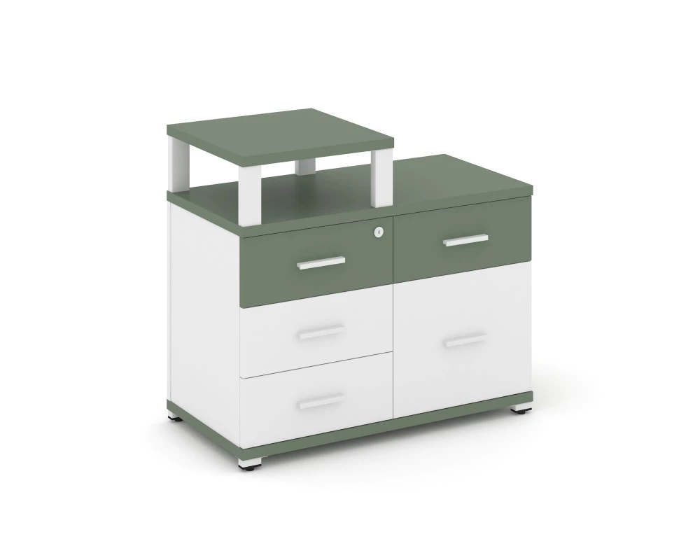 Тумба приставная широкая 4 ящ. 1 распаш. фасад с надставкой узкой CN.TSP-011 W 836x420x750 Concept