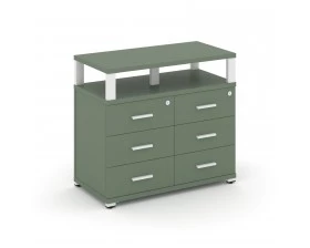 Тумба приставная широкая 6 ящ. с надставкой широкой CN.TSP-009 W 836x420x750 Concept images
