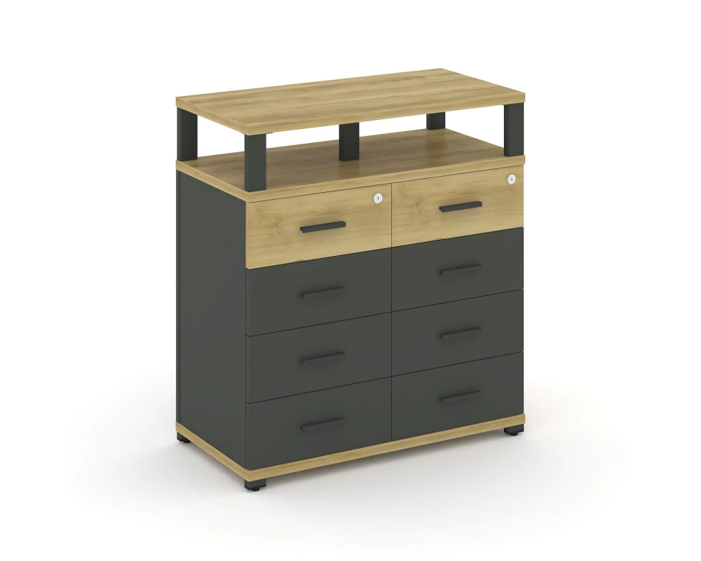Тумба приставная широкая 8 ящ. с надставкой широкой CN.TSP-015 A 836x420x917 Concept