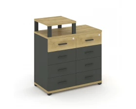 Тумба приставная широкая 8 ящ. с надставкой узкой CN.TSP-014 A 836x420x917 Concept images