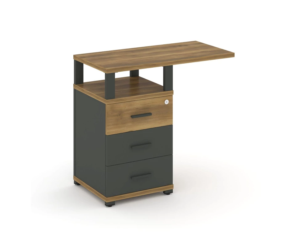 Тумба приставная узкая 3 ящ. со свесом. с надставкой широкой CN.TUS-002 W 836x420x750 Concept