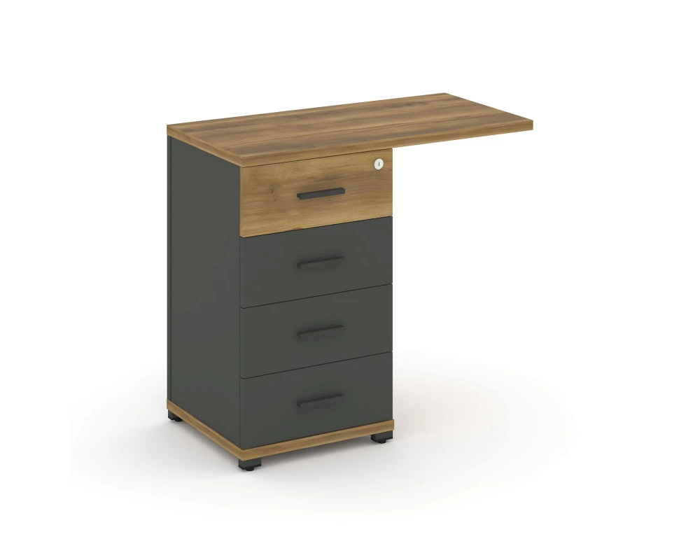 Тумба приставная узкая со свесом 4 ящ. CN.TUS-001 W 836x420x750 Concept