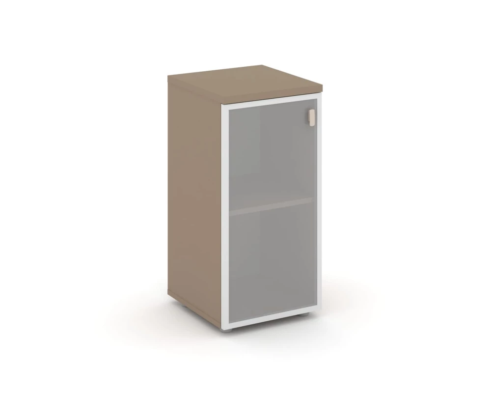 Шкаф низкий узкий левый (1 низкий фасад стекло в раме сатин матовый) 40x42x82,3 Estetica