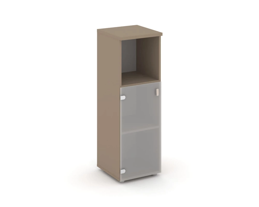 Шкаф средний узкий левый (1 низкий фасад стекло сатин матовый) 40x42x120,7 Estetica