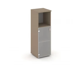 Шкаф средний узкий левый (1 низкий фасад стекло сатин матовый) 40x42x120,7 Estetica images