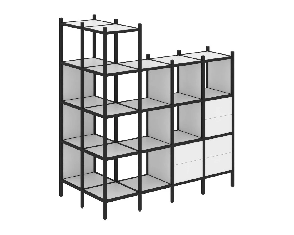 Угловой внешний стеллаж наборный L-57 862x1694x1869 Loft