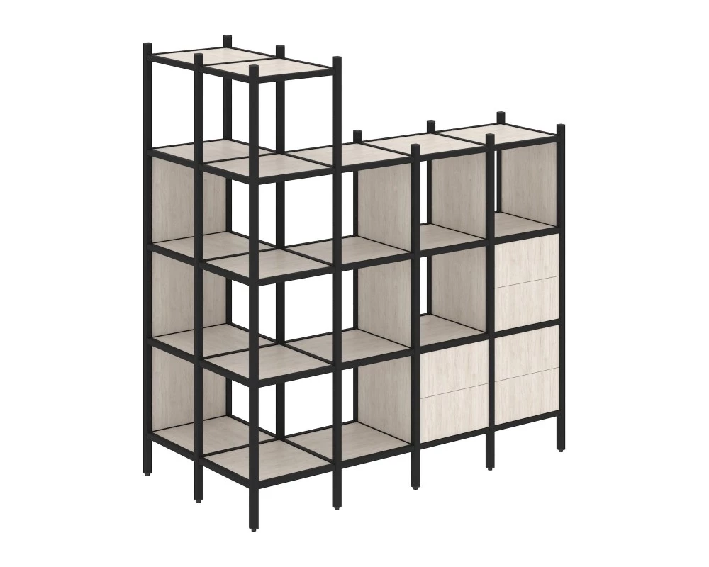 Угловой внешний стеллаж наборный L-57 862x1694x1869 Loft