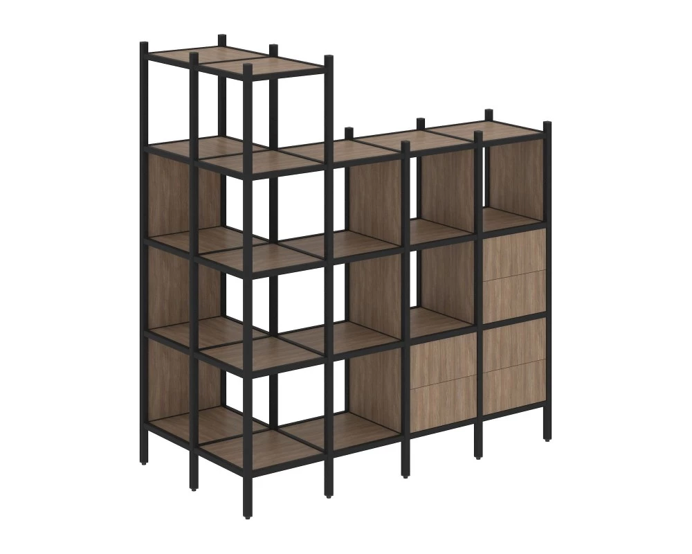 Угловой внешний стеллаж наборный L-57 862x1694x1869 Loft