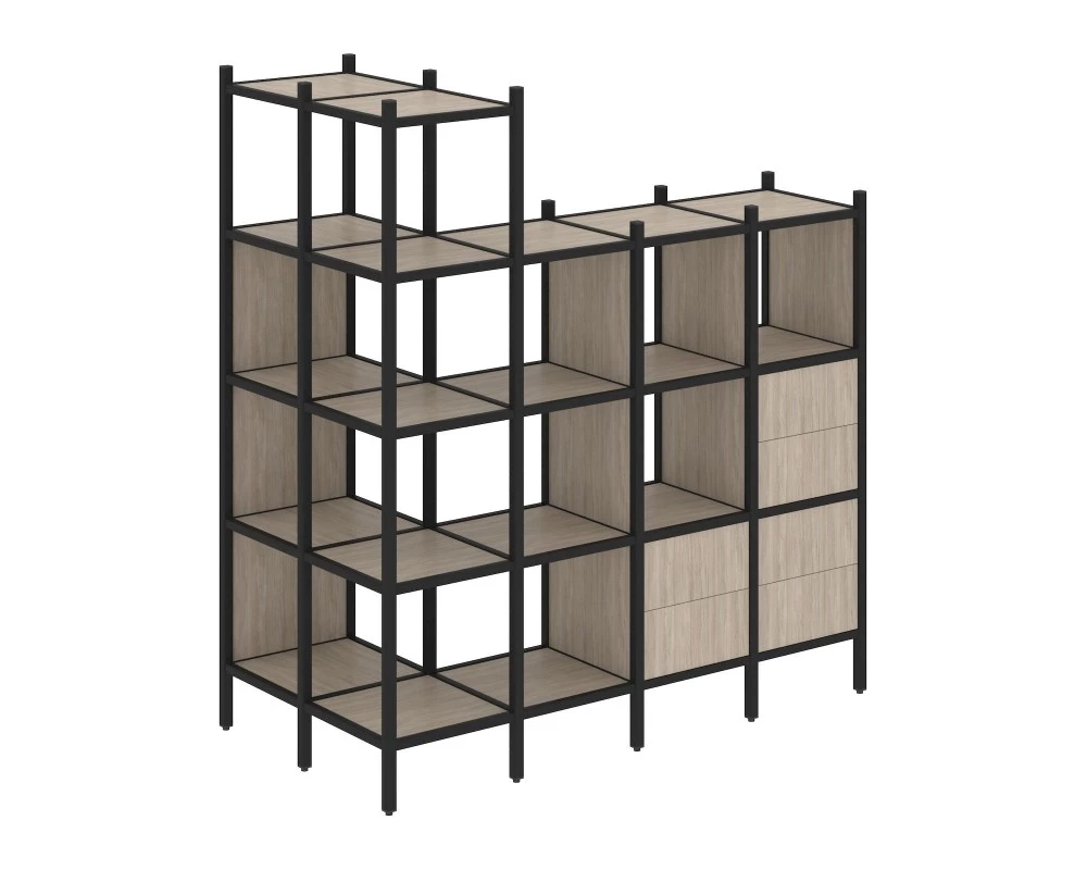 Угловой внешний стеллаж наборный L-57 862x1694x1869 Loft