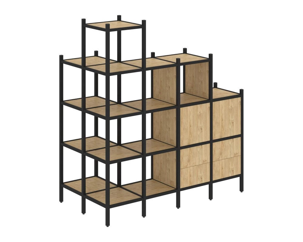 Угловой внешний стеллаж наборный L-58 862x1694x1869 Loft