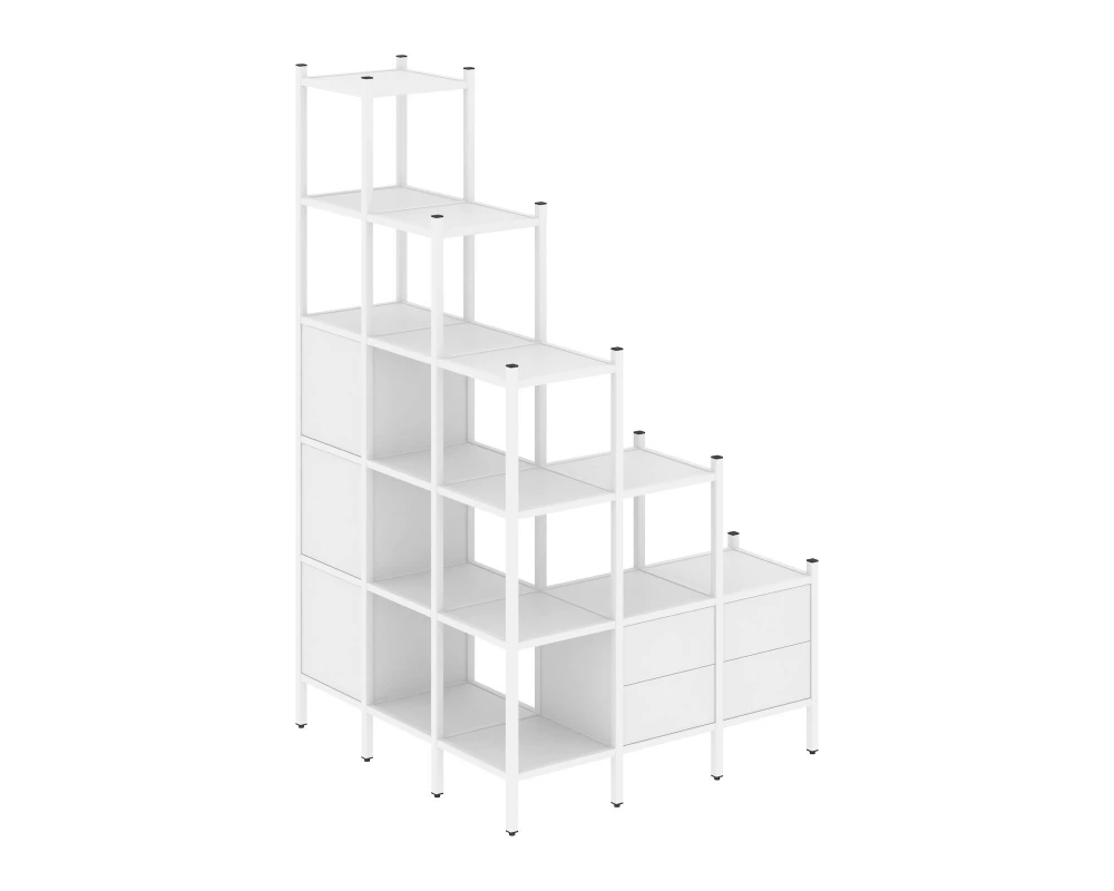 Угловой внешний стеллаж наборный L-59 1278x1278x2280 Loft