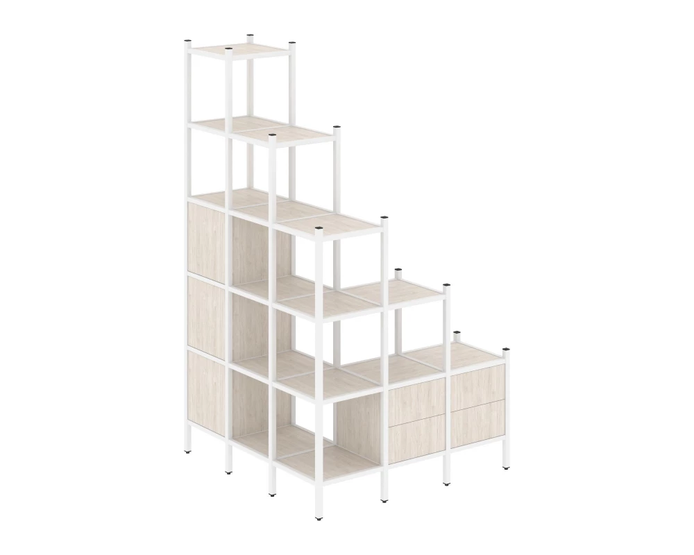 Угловой внешний стеллаж наборный L-59 1278x1278x2280 Loft