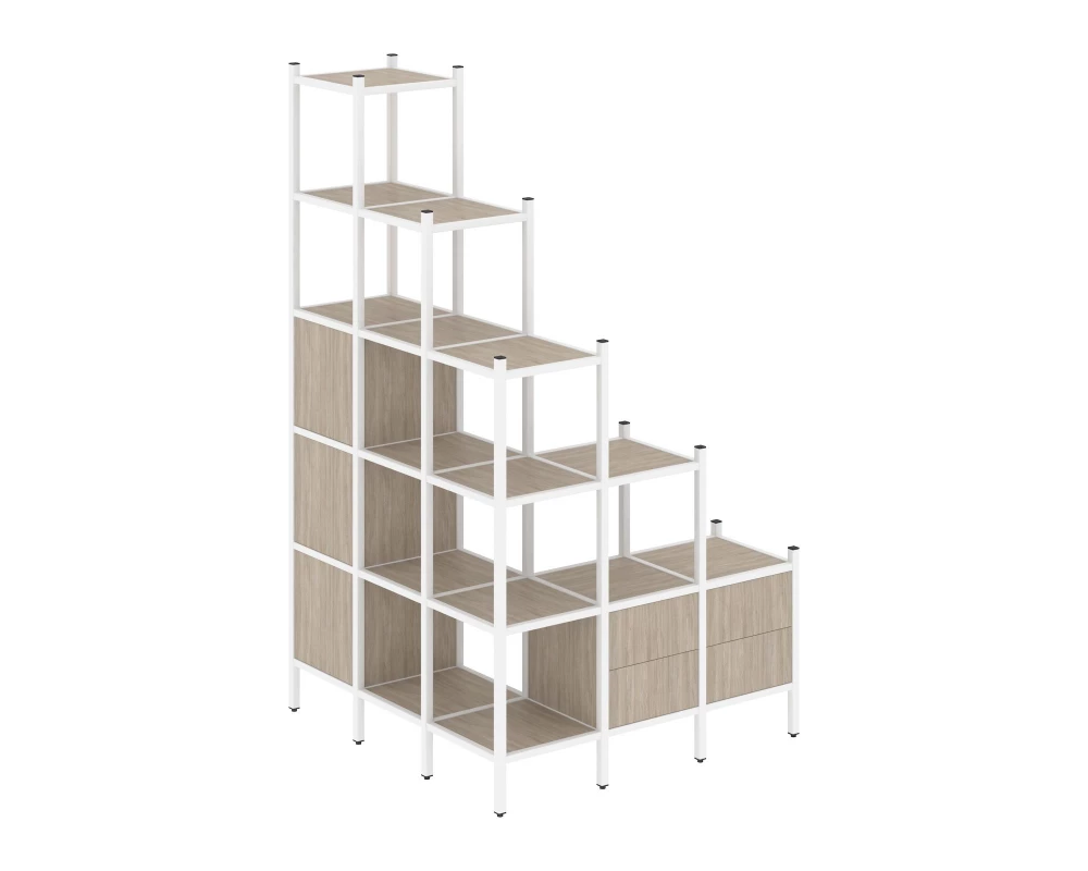 Угловой внешний стеллаж наборный L-59 1278x1278x2280 Loft