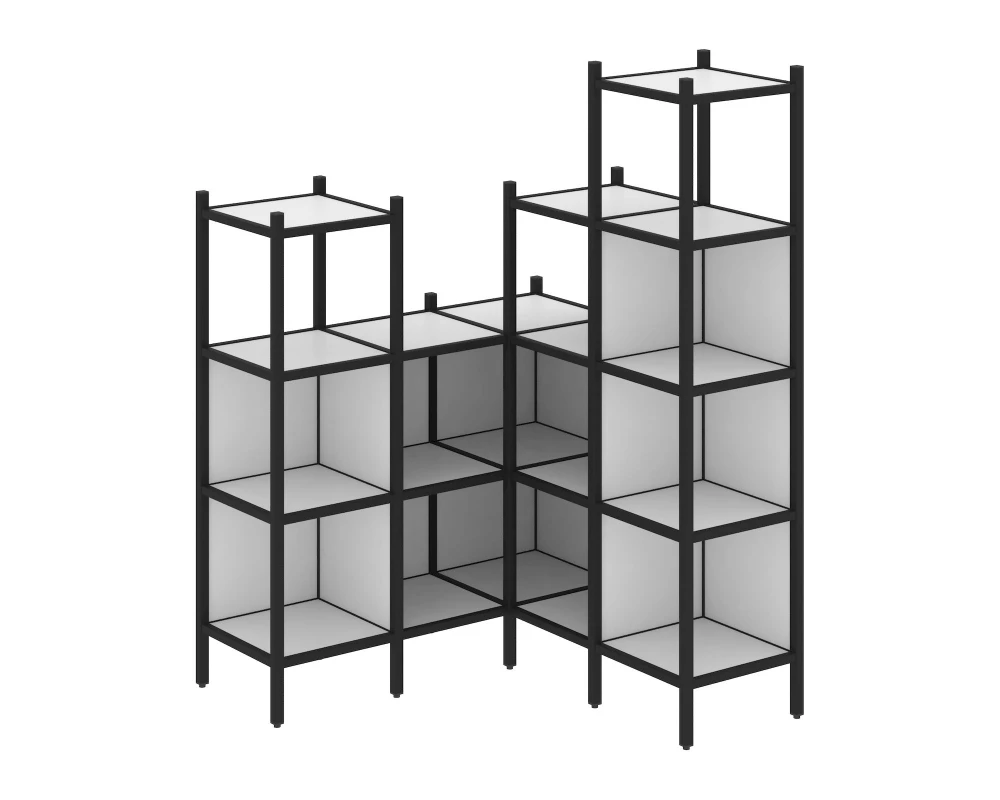 Угловой внутренний стеллаж L-39 1278x1278x1869 Loft