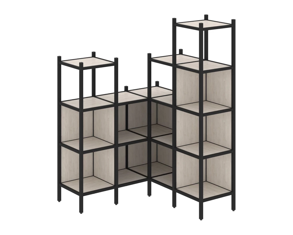 Угловой внутренний стеллаж L-39 1278x1278x1869 Loft