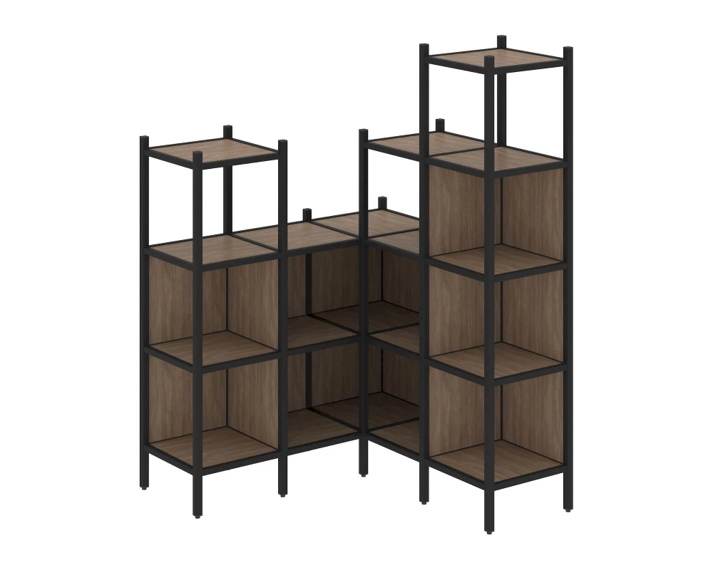 Угловой внутренний стеллаж L-39 1278x1278x1869 Loft