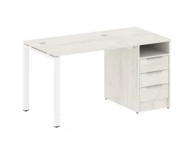 Рабочая станция на П-образном м/к с опорной тумбой 141,2x72x75 Metal System images