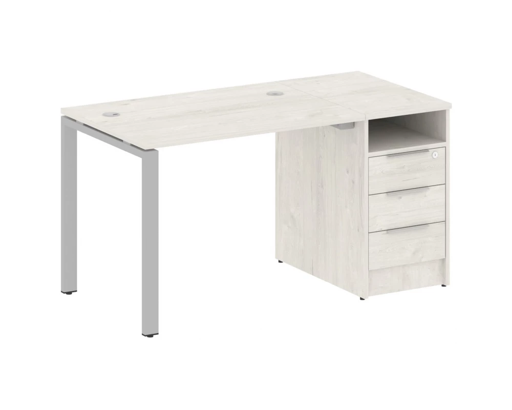 Рабочая станция на П-образном м/к с опорной тумбой 141,2x72x75 Metal System