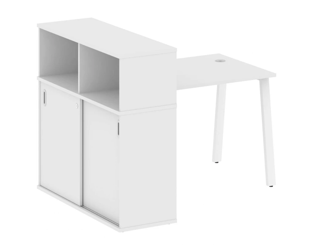 Стол письменный на А-образном м/к с опорным шкафом-купе 141x112x109,8 Metal System