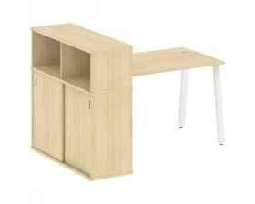 Стол письменный на А-образном м/к с опорным шкафом-купе 161x112x109,8 Metal System images