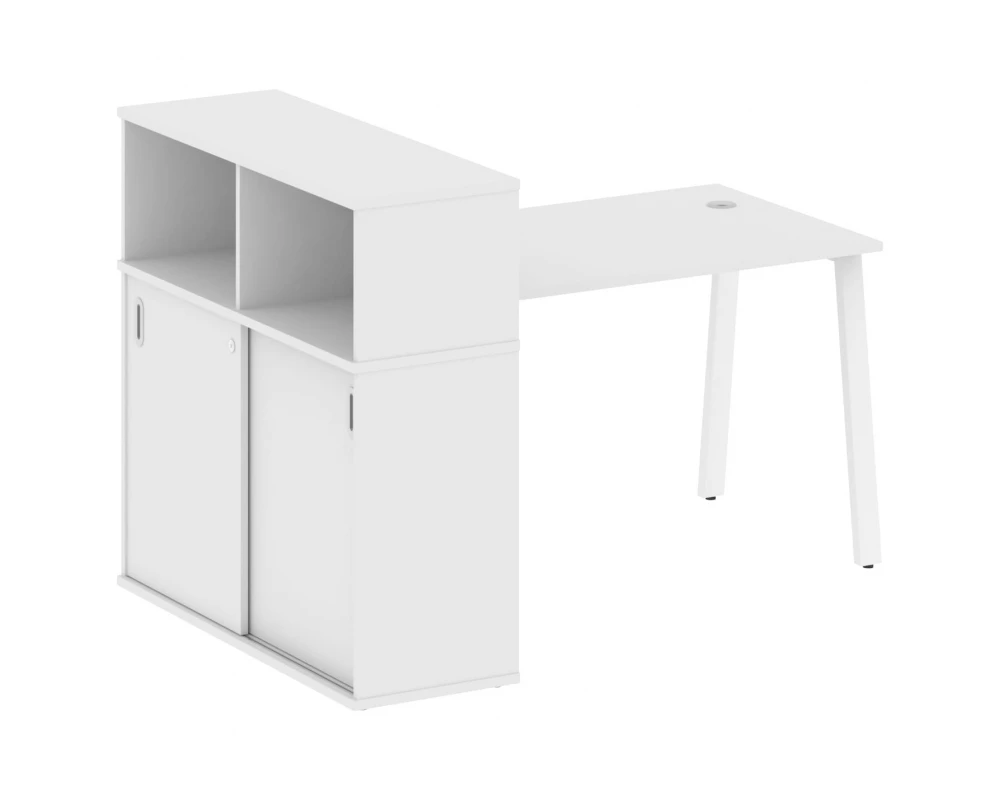 Стол письменный на А-образном м/к с опорным шкафом-купе 161x112x109,8 Metal System