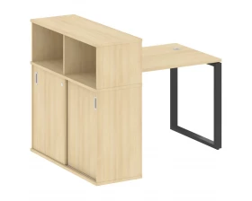 Стол письменный на О-образном м/к с опорным шкафом-купе 141x112x109,8 Metal System images