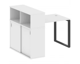 Стол письменный на О-образном м/к с опорным шкафом-купе 141x112x109,8 Metal System images