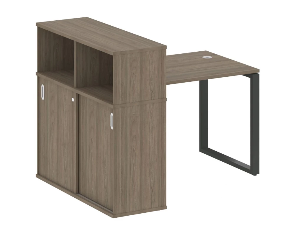Стол письменный на О-образном м/к с опорным шкафом-купе 141x112x109,8 Metal System