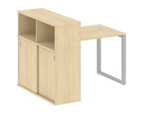 Стол письменный на О-образном м/к с опорным шкафом-купе 141x112x109,8 Metal System images
