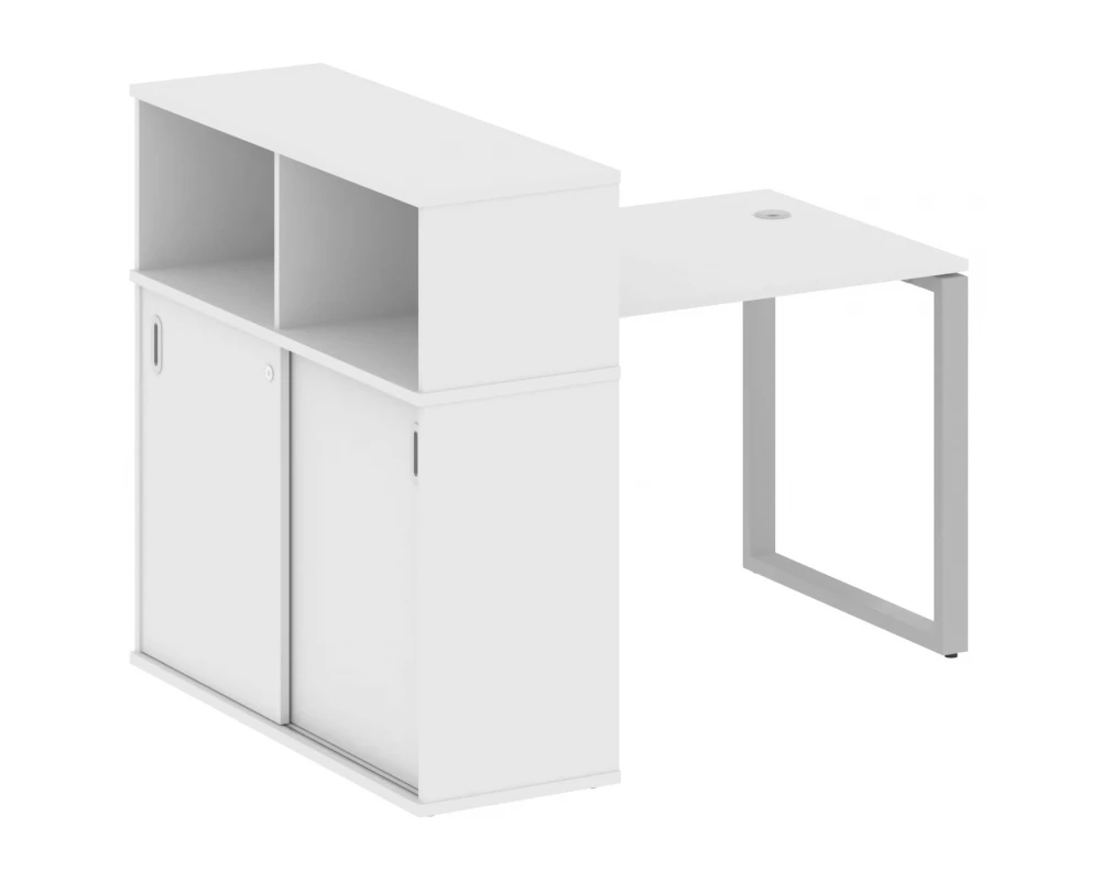 Стол письменный на О-образном м/к с опорным шкафом-купе 141x112x109,8 Metal System