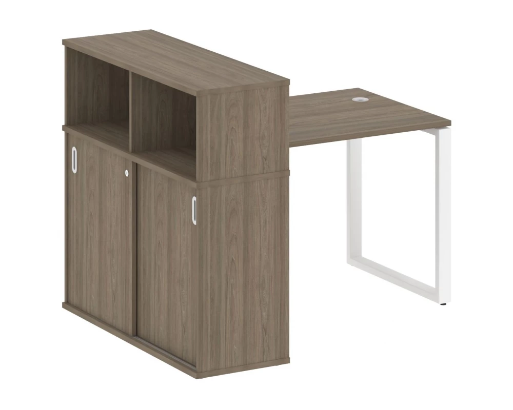 Стол письменный на О-образном м/к с опорным шкафом-купе 141x112x109,8 Metal System
