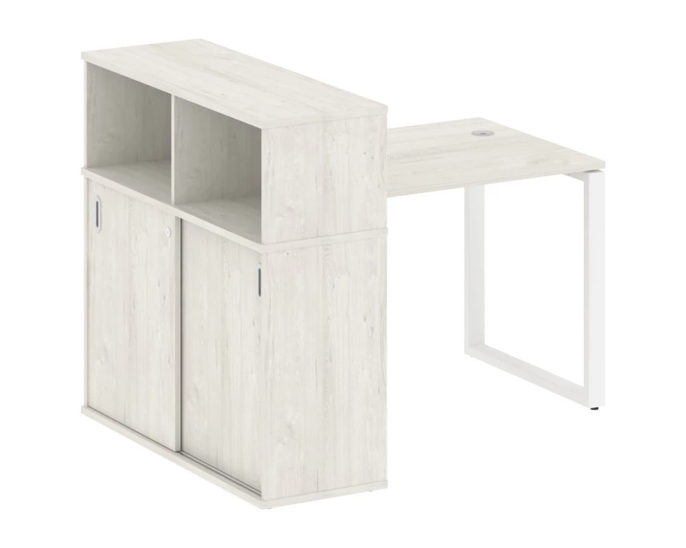 Стол письменный на О-образном м/к с опорным шкафом-купе 141x112x109,8 Metal System