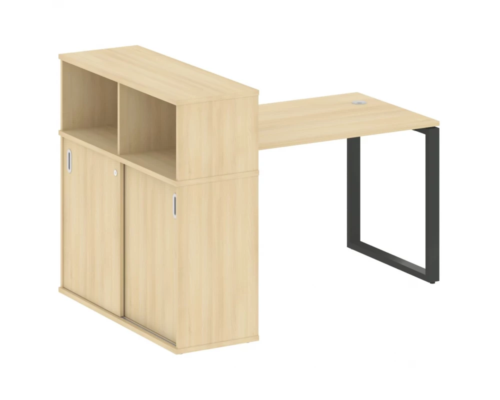 Стол письменный на О-образном м/к с опорным шкафом-купе 161x112x109,8 Metal System
