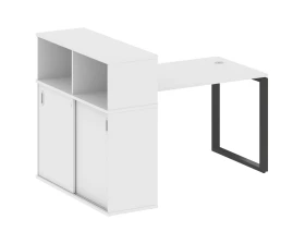 Стол письменный на О-образном м/к с опорным шкафом-купе 161x112x109,8 Metal System images