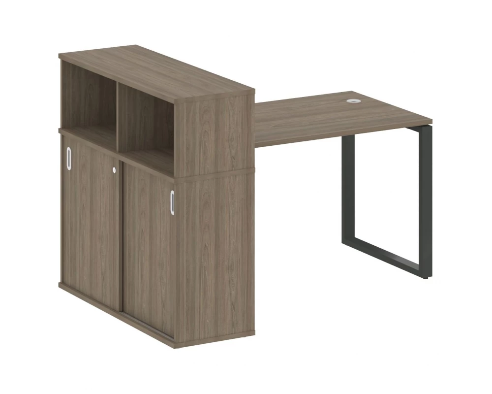 Стол письменный на О-образном м/к с опорным шкафом-купе 161x112x109,8 Metal System