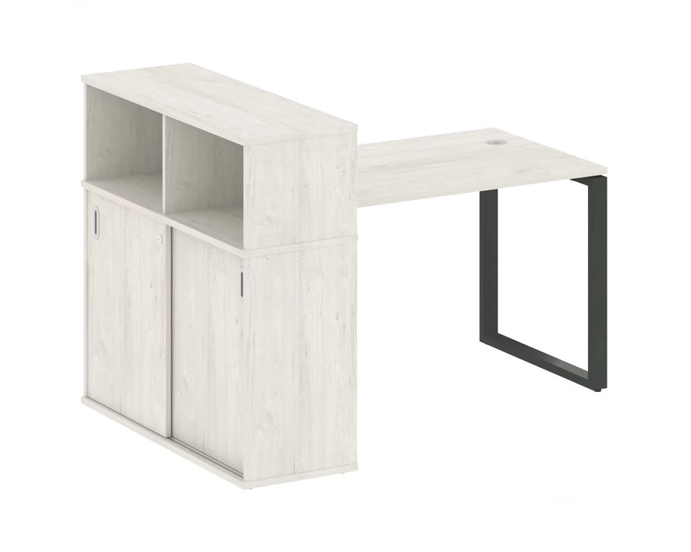 Стол письменный на О-образном м/к с опорным шкафом-купе 161x112x109,8 Metal System