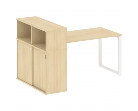 Стол письменный на О-образном м/к с опорным шкафом-купе 181x112x109,8 Metal System images