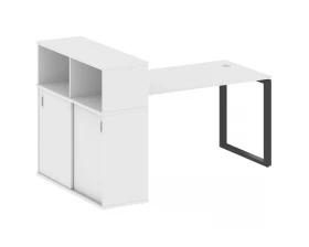 Стол письменный на О-образном м/к с опорным шкафом-купе 181x112x109,8 Metal System images