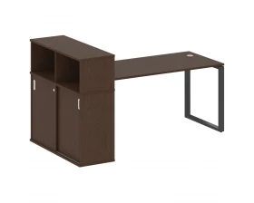 Стол письменный на О-образном м/к с опорным шкафом-купе 201x112x109,8 Metal System images