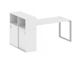 Стол письменный на О-образном м/к с опорным шкафом-купе 201x112x109,8 Metal System images
