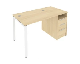 Рабочая станция на П-образном м/к с опорной тумбой 141,2x72x75 Metal System images