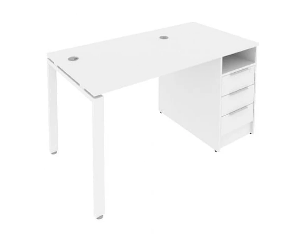 Рабочая станция на П-образном м/к с опорной тумбой 141,2x72x75 Metal System