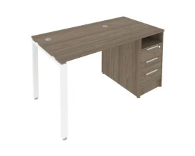 Рабочая станция на П-образном м/к с опорной тумбой 141,2x72x75 Metal System images